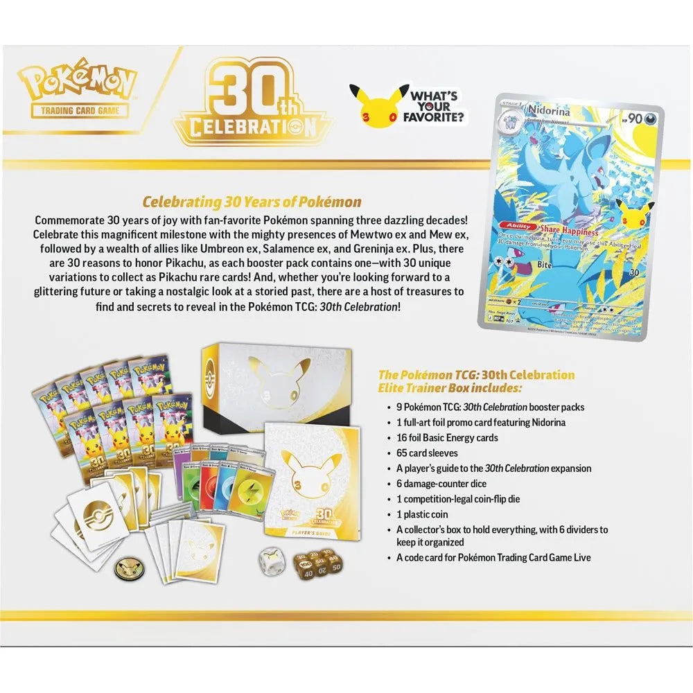 Pokémon TCG 30th Anniversary Celebrations Elite Trainer Box – Pack of 10